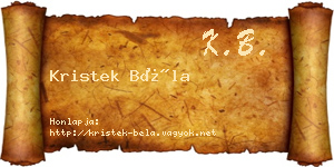 Kristek Béla névjegykártya